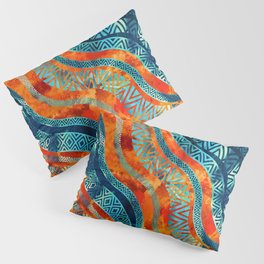 Wavy Tribal  Ethnic Boho Pattern Pillow Sham