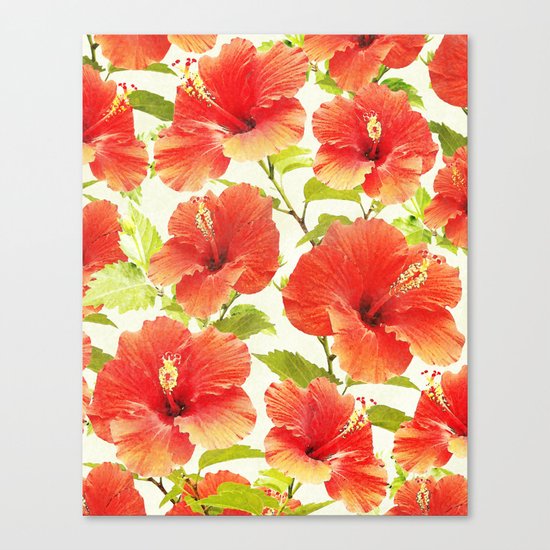 FLORAL PATTERN - HIBISCUS - Canvas Print