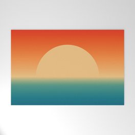 Sunset and Sea, Minimalist Retro Gradient 70s Sun Welcome Mat