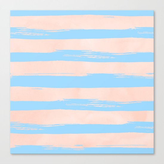 Trendy Stripes - Sweet Peach Coral on Blue Raspberry Canvas Print
