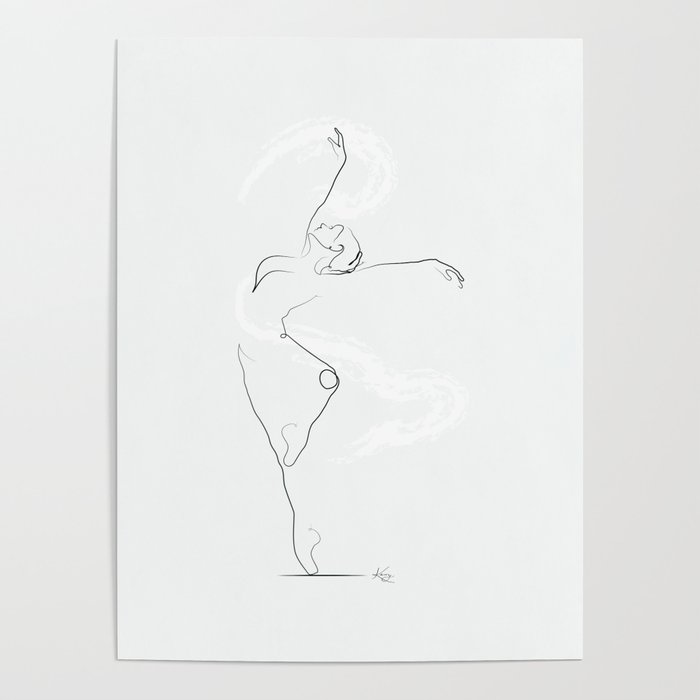 'UNFURL', Dancer Line Drawing Poster