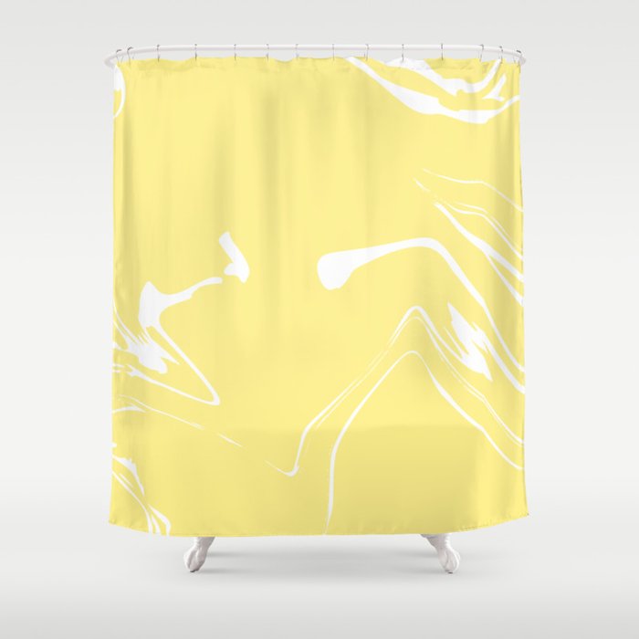 Yellow With White Liquid Paint Shower Curtain