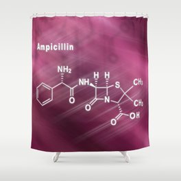 Ampicillin, antibiotic drug, Structural chemical formula Shower Curtain