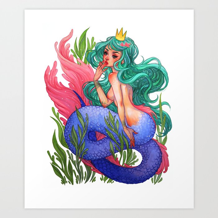 The Mermaid Art Print by jacquelindeleon | Society6