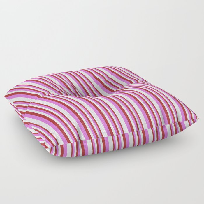 Brown, Orchid, and Mint Cream Colored Stripes/Lines Pattern Floor Pillow
