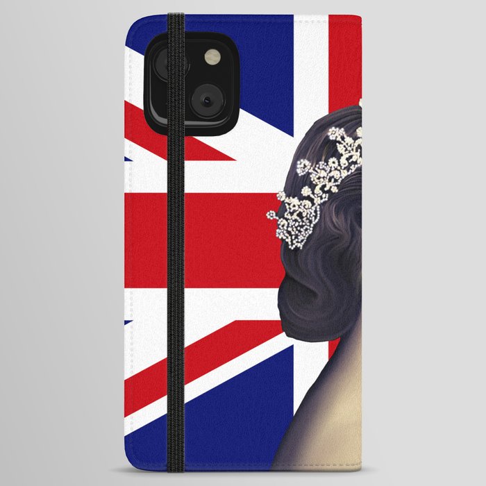 Queen Elizabeth II Profile with British Flag iPhone Wallet Case