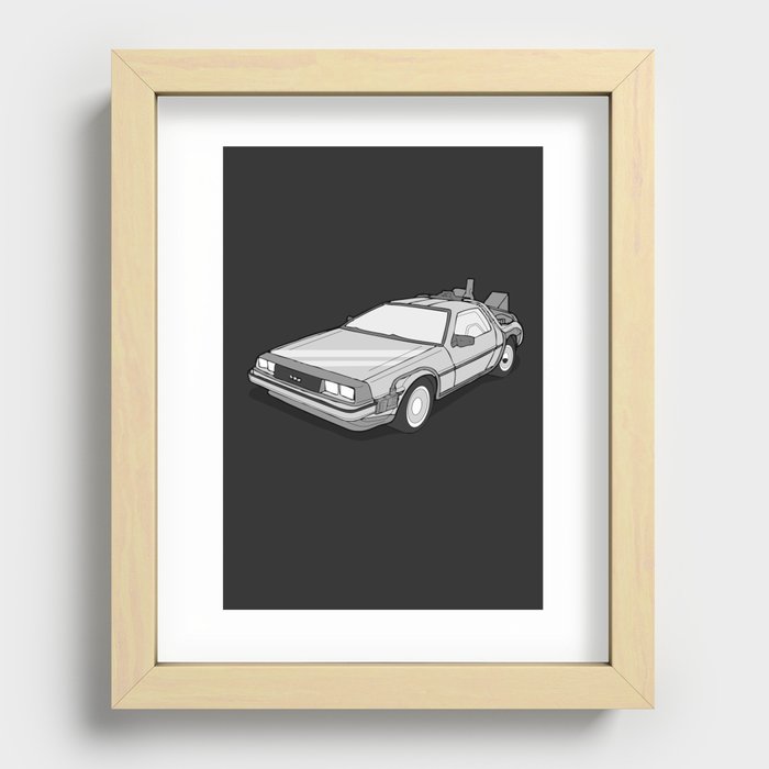 Back to the Future Delorean illustration Recessed Framed Print