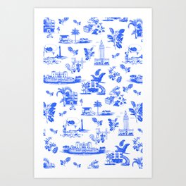 Miami Toile - Blue Art Print