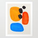 Minimalist Modern Mid Century Colorful Abstract Shapes Primary Colors Yellow Orange Blue Bubbles Kunstdrucke