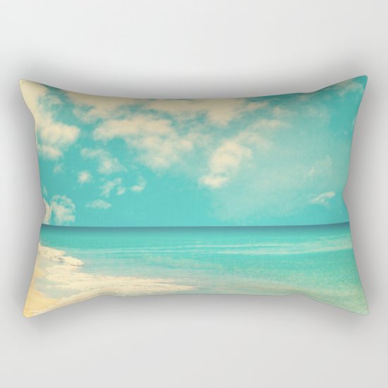 Waves of the sea (retro beach and blue sky) Rectangular Pillow