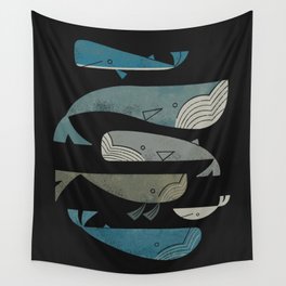 Retro Whale Pod Wall Tapestry