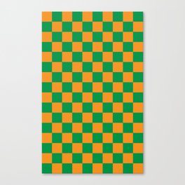 Trendy Checkerboard Orange + Green Canvas Print