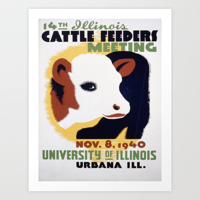Vintage poster - 14th Illinois Cattle Feeders Meeting Art Print