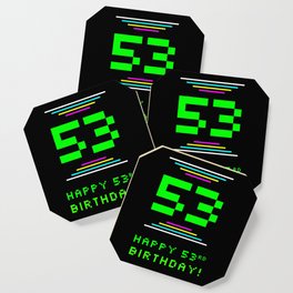 [ Thumbnail: 53rd Birthday - Nerdy Geeky Pixelated 8-Bit Computing Graphics Inspired Look Coaster ]