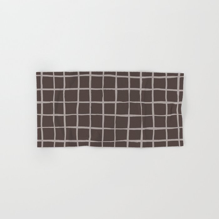 Handmade grid check brown chocolate Hand & Bath Towel