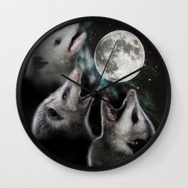 3 opossum moon Wall Clock