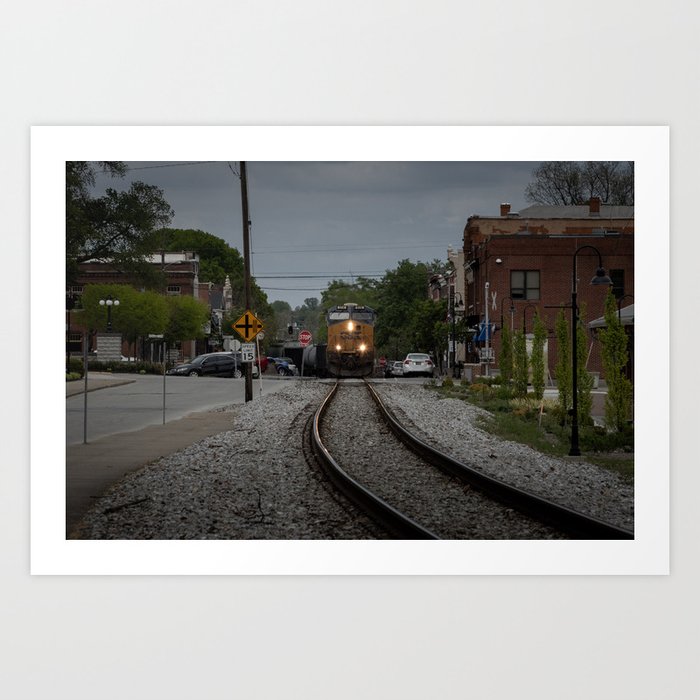 Train Running Down Main Street in LaGrange, KY (Horizontal) Art Print