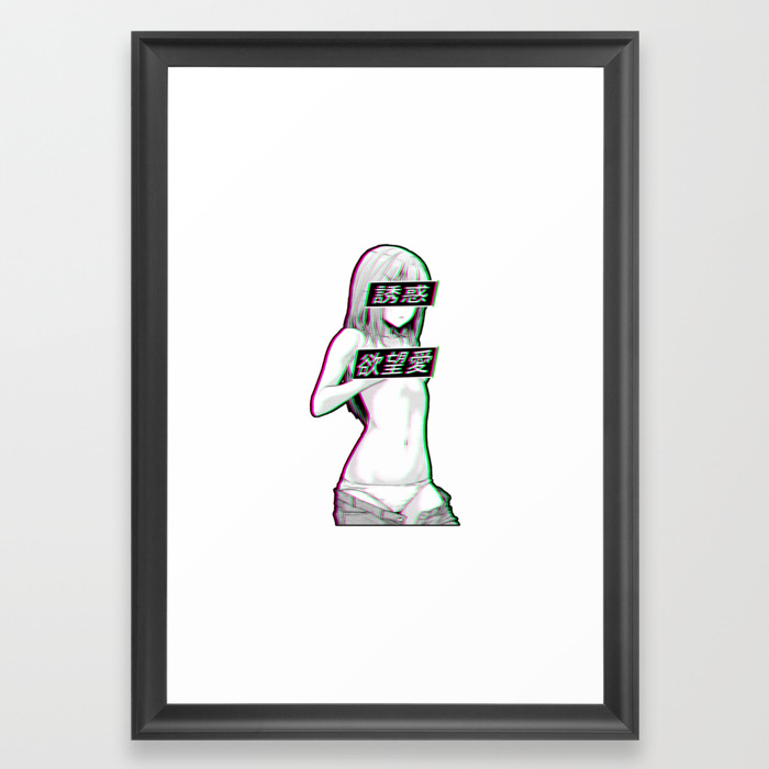 Waifu Material Sad Japanese Anime Aesthetic Framed Art Print By Poser Boy Society6