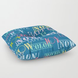Enjoy The Colors - Colorful typography modern abstract pattern on navy blue color Floor Pillow