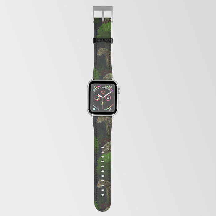 seamless pattern with brown leopards among tropical vegetation Apple Watch Band