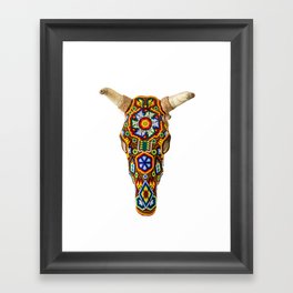 Huichol Bull Skull Framed Art Print