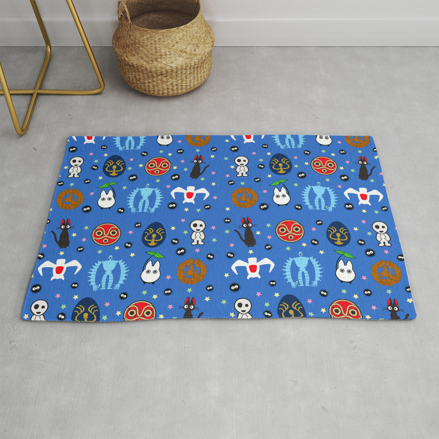 Anime Manga Ghibli Inspired Cute Cheerful Creatures Rug By