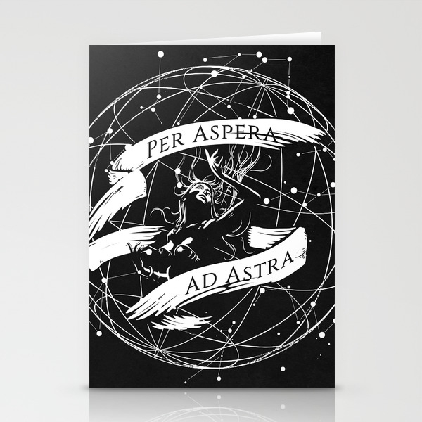 Per Aspera Ad Astra White Stationery Cards By Blackfibergraphics Society6
