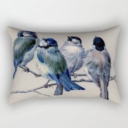 Vintage Cute Blue Birds on Branch Rectangular Pillow