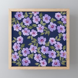Watercolor Hibiscus - Blue Framed Mini Art Print