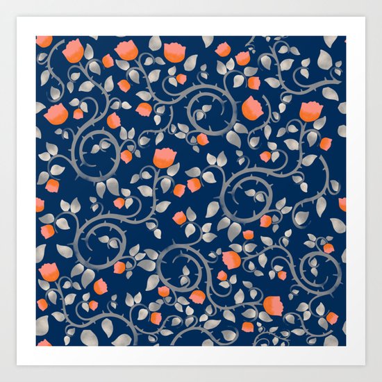 Midnight Florals Art Print