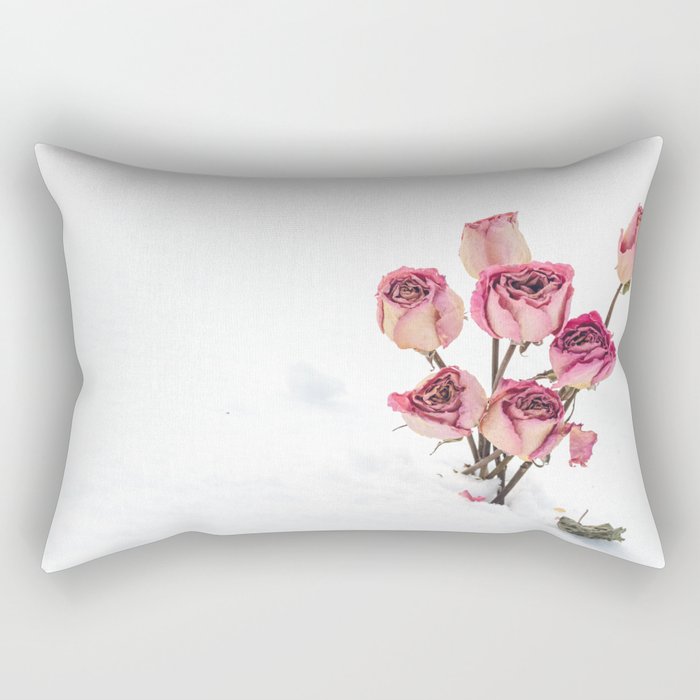Rose in Snow Rectangular Pillow