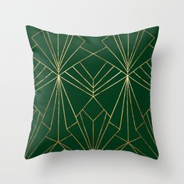 Art Deco in Emerald Green - Large Scale Throw Pillow