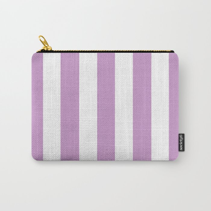 Light grayish magenta violet - solid color - white vertical lines pattern Carry-All Pouch
