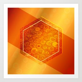 Hex 01 Art Print | Gold, Honey, Hexagon, Graphicdesign, Abstract, Digital, Geometric 