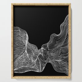Minimalistic Abstract Waves Line Artwork Serving Tray