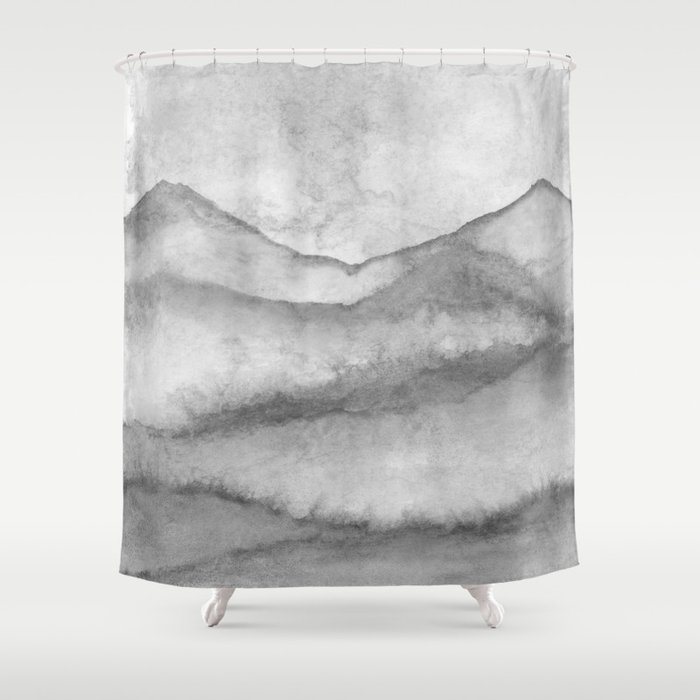Soft Grey Mountain Range Shower Curtain