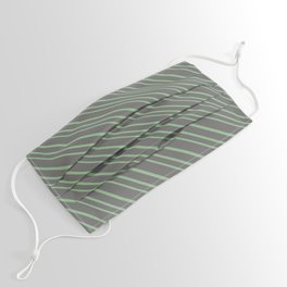 [ Thumbnail: Dim Gray and Dark Sea Green Colored Pattern of Stripes Face Mask ]