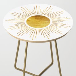 Golden Sunburst Starburst White Hot Side Table