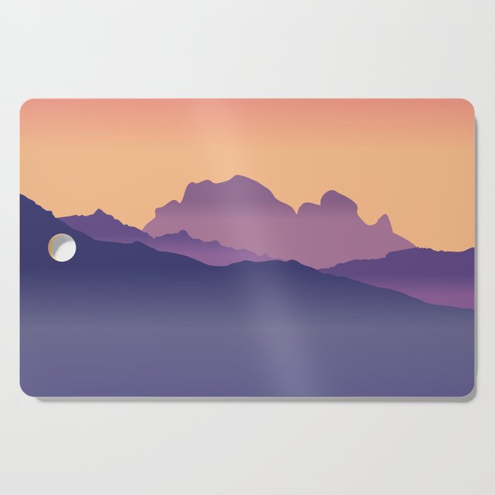 Misty Mountains Orange Sunset  Cutting Board