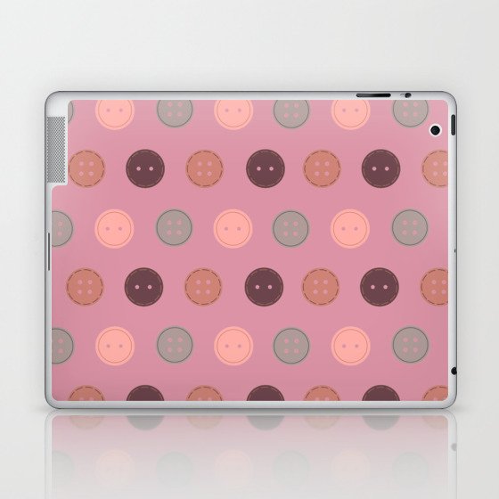 Vintage Buttons Sewing Pattern on Blush Pink Laptop & iPad Skin
