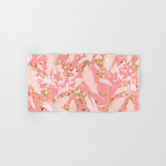 Feather peacock peach gold #9 Hand & Bath Towel