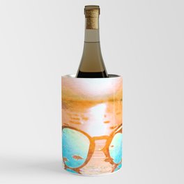sunset glasses orange and blue impressionism painted realistic still life Wine Chiller