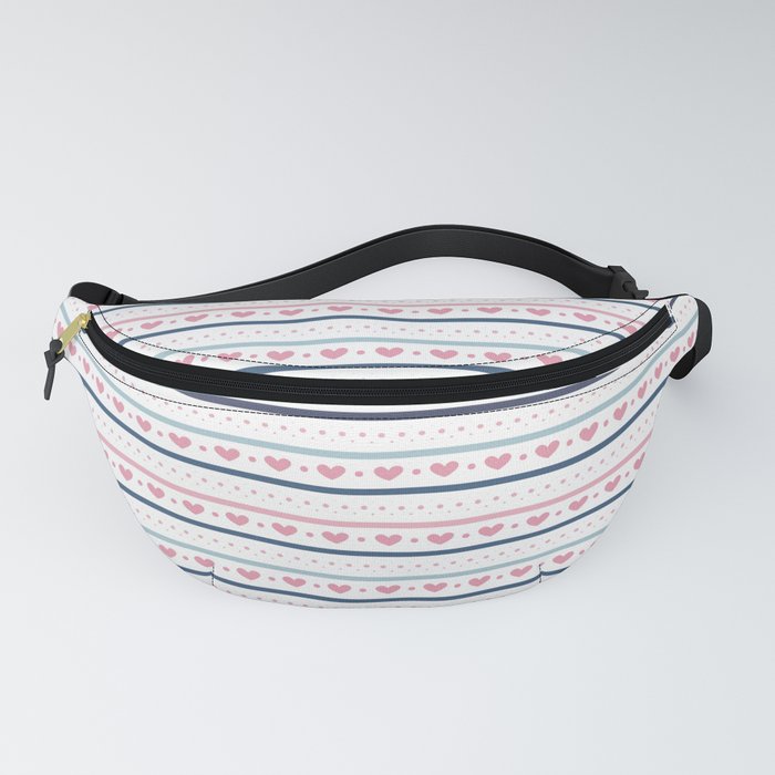 Pastel Lines with Hearts Fanny Pack