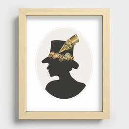 Silhouette of a girl in steampunk style Recessed Framed Print