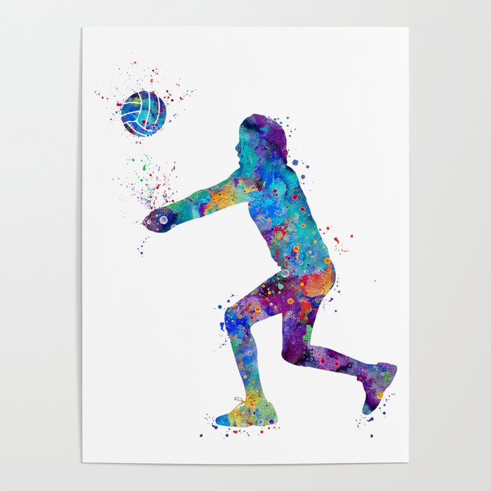 Poster, affiche Watercolor volleyball player, Cadeaux et merch