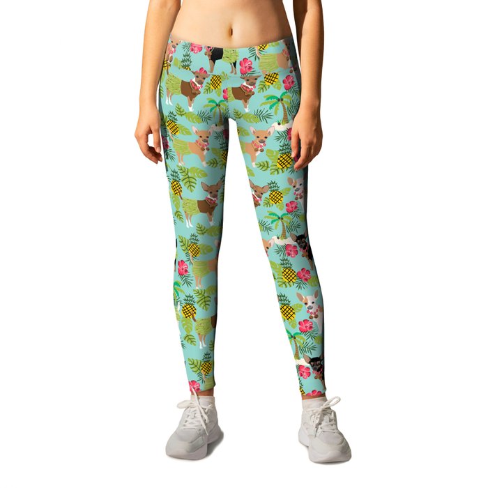 Chihuahua hawaii hula tropical island pineapple dog breed chihuahuas pet pattern Leggings