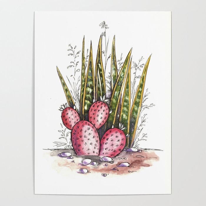 Cactuses world 1 by Olha Chubay Poster