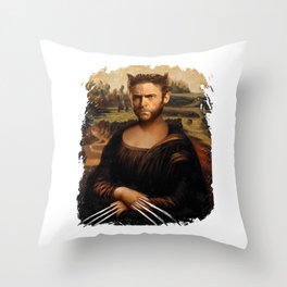 Hugh Jackman Mona Lisa Face Swap Throw Pillow