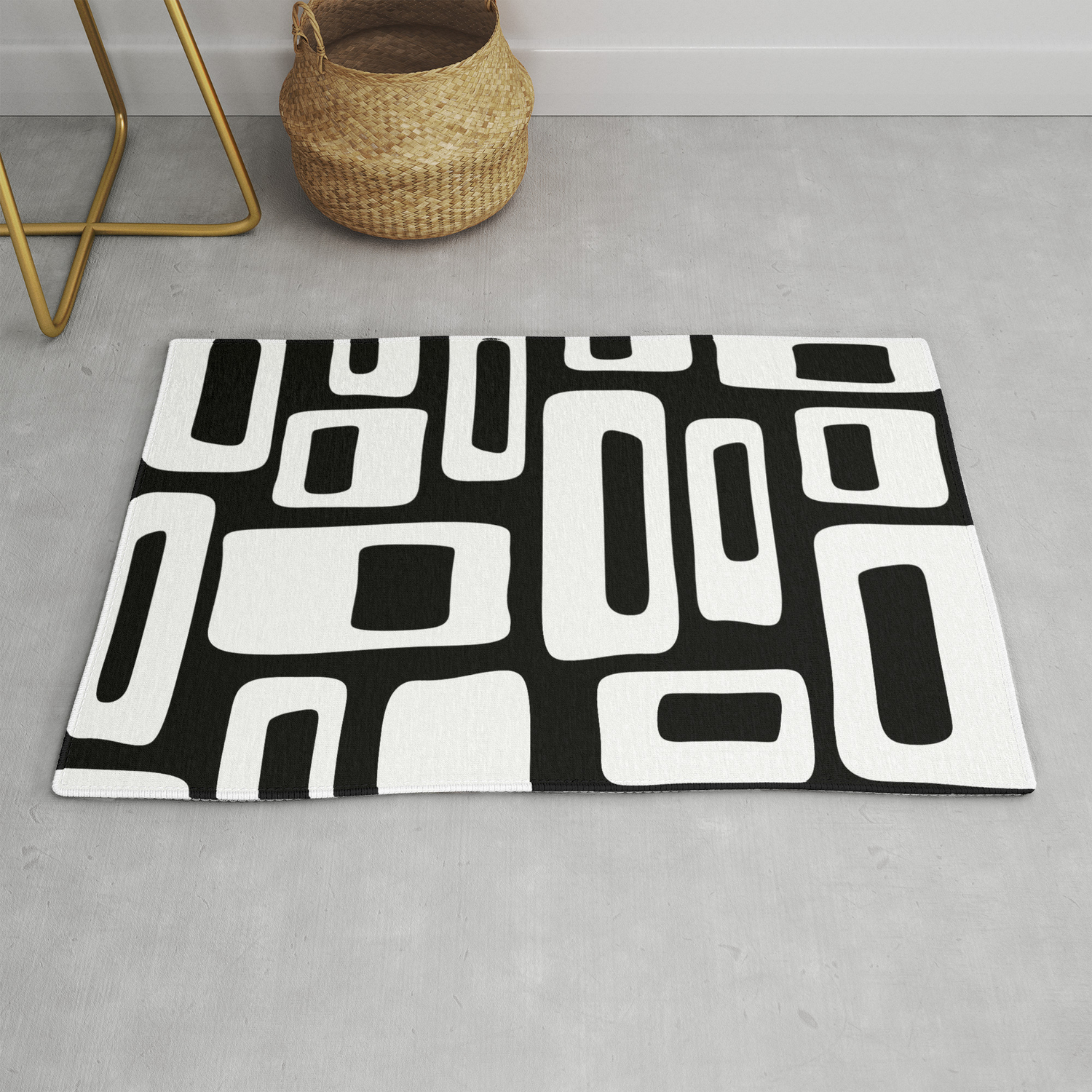 21 x 34 Society6 Retro Mid Century Modern Abstract Pattern 221 by Tony Magner on Bath Mat 