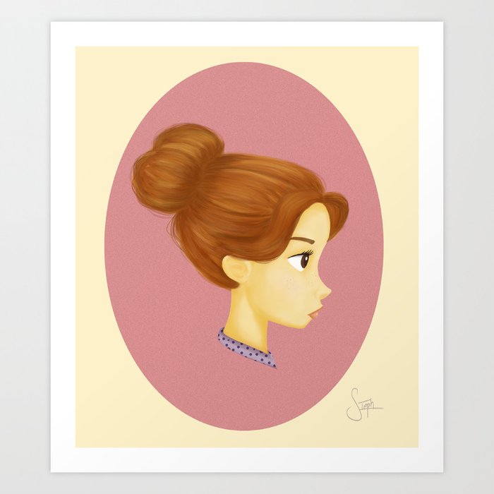 Girl In A Messy Bun Art Print By Gracesteph Society6